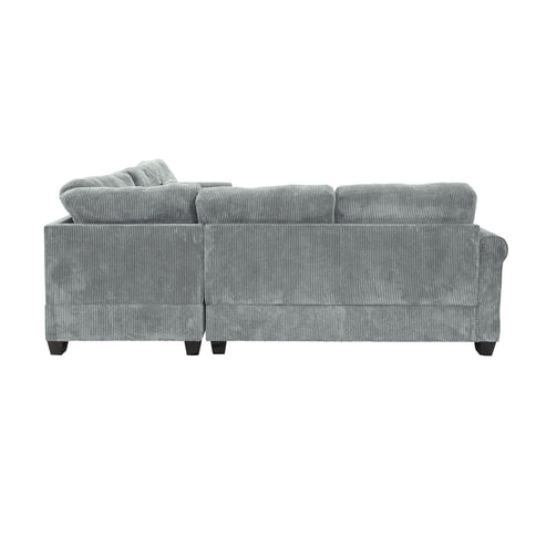 Modern Sectional Set With Corner Wedge, Loveseat, Ottoman & 2 Pillows
