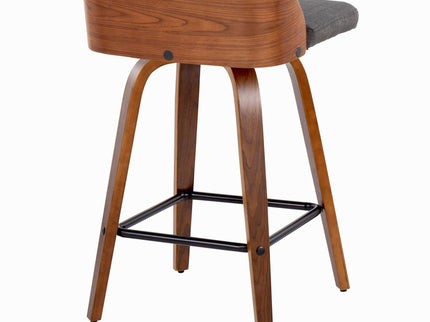 Maya - Mid Century Modern Fixed Height Counter Stool With Swivel And Square Footrest (Set of 2)