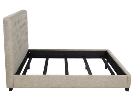 Copper - Eastern King Panel Bed With Tufted Design - Oatmeal