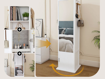 360° Rotating Makeup Cabinet With Full Length Mirror