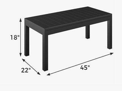 All Weather Slatted Outdoor Coffee Table For Garden - Black