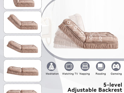 Upholstered Human Dog Bed And Pets, Bean Bag Floor Sofa With Massage Pillow, 5 Adjustable Positions & 2 Soft Pillows