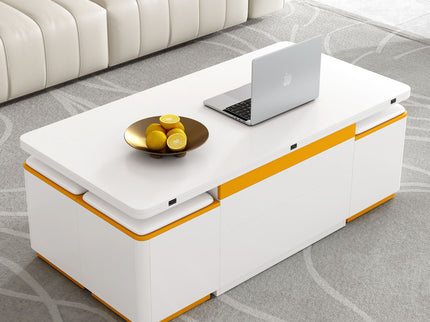 Lift Top Coffee Table With 4 Storage Stools