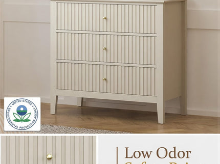 Fluted 3 Drawer Nightstand With Soft Close Slides