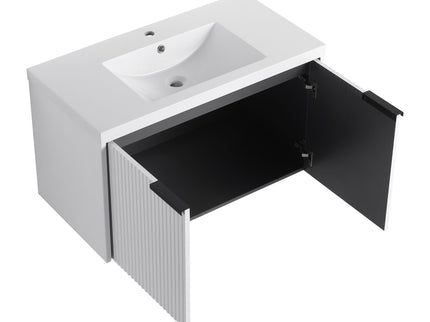 Contemporary Wall Mounted Bathroom Vanity With Resin Double Sink