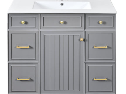 Bathroom Vanity With Ceramic Sink, Soft Close Doors, Adjustable Shelves
