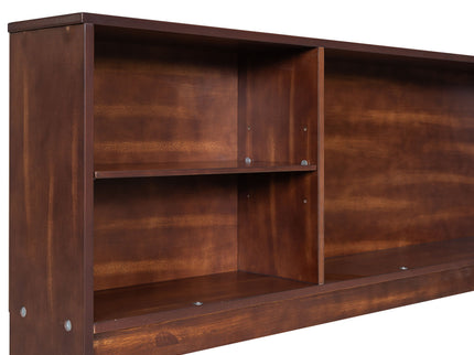 Full Size Captain Bed With Built In Storage Shelves, 4 Drawers And 2 Cabinets - Antique Brown