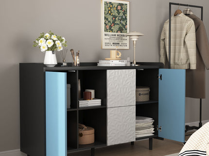 Modern Sideboard Buffet Cabinet With Doors And Unique Panel Styling