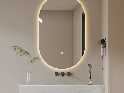 Smart Wall Mounted LED Touch Screen Mirror With Anti-Fog Function And Adjustable Lighting