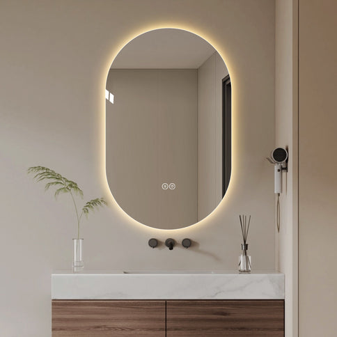 Smart Wall Mounted LED Touch Screen Mirror With Anti-Fog Function And Adjustable Lighting