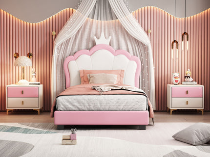 Upholstered Princess Platform Bed With Crown Headboard