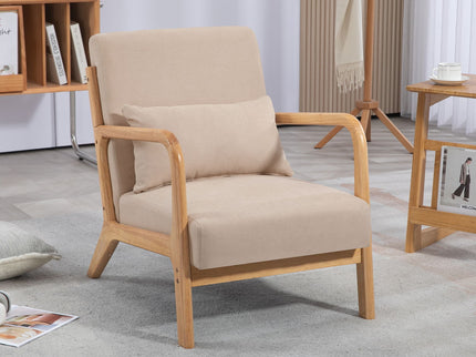 Leisure Chair With Solid Wood Armrest And Feet, Mid-Century Modern Accent Sofa, 1 Seat