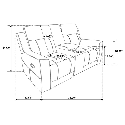 Slater - 3 Piece Upholstered Reclining Sofa Set And Built In Storage - Taupe