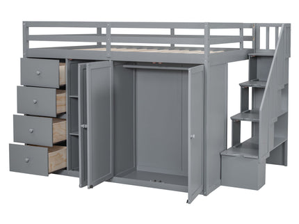 Loft Bed With Built In Wardrobes, Cabinets And Drawers