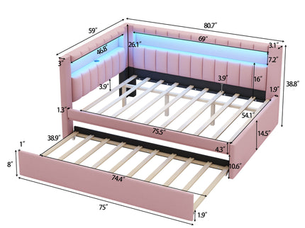 Upholstered Platform Bed With USB Ports And LED Belt