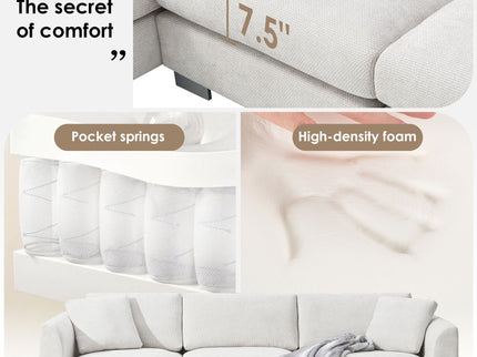 Modern Cloud Sectional Sofa L Shaped Luxury Couch Set With 2 Free Pillows 4 Seat With Oversized Chaise