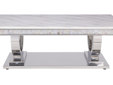 Zander - Printed Faux Marble Top & Mirrored Table - Marble