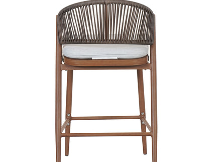 Outdoor 26" Counter Height Metal Frame Counter Stools With Scallop Shaped Backrest & Water Resistant Cushions