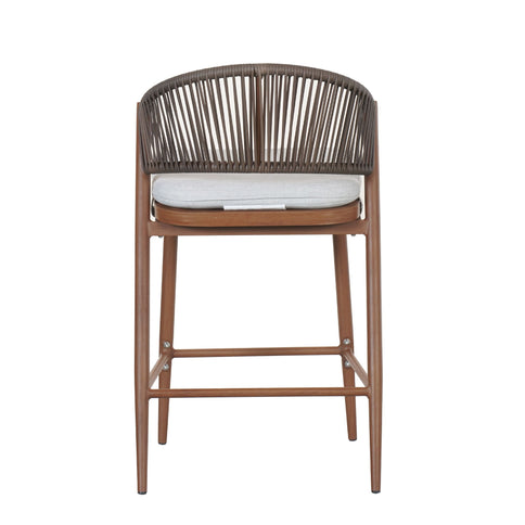 Outdoor 26" Counter Height Metal Frame Counter Stools With Scallop Shaped Backrest & Water Resistant Cushions
