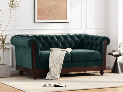 Chesterfield Loveseat Sofa, 2 Person Rolled Arm Upholstered Couch