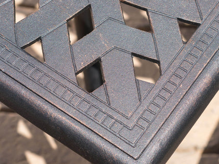 Enchantia - Outdoor Square Dining Table With Weave Tabletop And Flared Legs - Copper