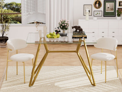 Modern Glass Dining Table With Metal Legs