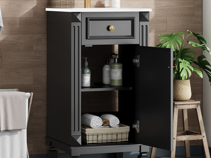 Bathroom Vanity With Sink, Soft-Closing Door, Adjustable Shelf