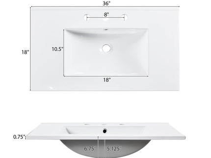 Retro Bathroom Vanity With Sink, Storage Cabinet, Freestanding With 2 Drawers & Soft-Closing Doors