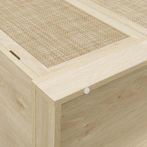 4 Door Storage Cabinet With 1 Drawer And 4 Adjustable Inner Shelves - Natural