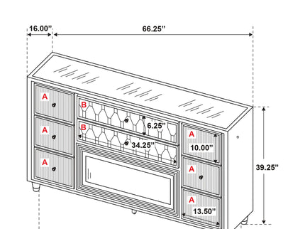 Mika - 8 Drawer LED Fireplace Dresser