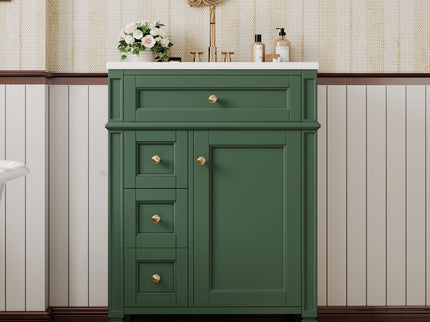 Bathroom Vanity With Top Sink, Storage Cabinet With 2 Drawers And Tip-Out Drawer