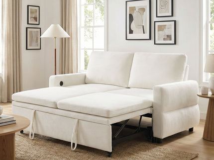 Convertible Sofa Bed Loveseat With Adjustable Backrest And USB Ports
