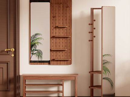 Wall Mounted Full Length Mirror With Shelf And Hook