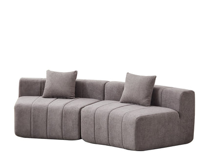 Curved Sectional Sofa With 2 Pillows For Living Room - Gray