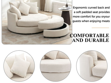 360° Swivel Accent Barrel Chair With Storage Ottoman & 4 Pillows, Modern Leisure Chair Round Accent For Living Room