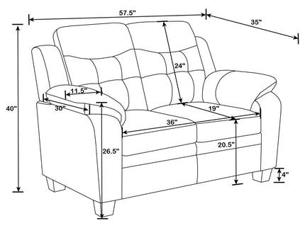 Castro - 2 Piece Living Room Set: Sofa & Loveseat - Black