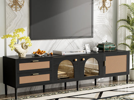 TV Stand With App-Controlled LED Lights, 2 Drawers & Door Storage