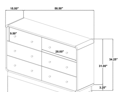 Burton - 6 Drawer Dresser Cabinet - Black