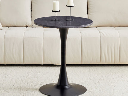 Round Dining Table With Faux Marble Top And Metal Pedestal +, 23.6" Diameter For Kitchen, Living Room, Small Spaces