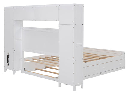 Bed With All In One Cabinet, Shelf And Sockets, Trundle