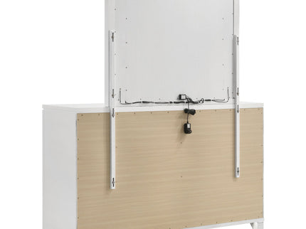 9 Drawer Dresser With LED Mirror, Touch Activated Lighting - White