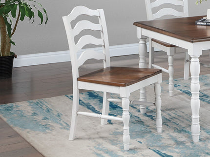 5 Piece Dining Set With Table And Ladder Back Chairs - Oak / White