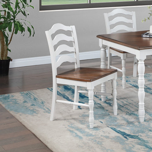 5 Piece Dining Set With Table And Ladder Back Chairs - Oak / White