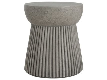 Modern Outdoor Lightweight Concrete Side Table With Hourglass Design - Light Gray