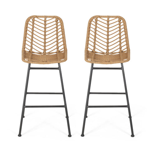 Sawtelle - Outdoor Wicker Barstools (Set of 2)