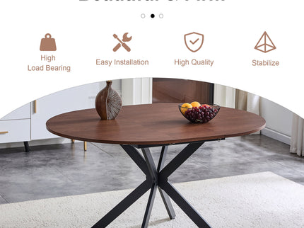 Extendable Round Dining Table - Walnut