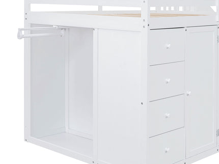 Loft Bed With Built In Wardrobes, Cabinets And Drawers