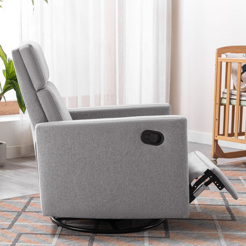 Modern Upholstered Rocker Nursery Chair Seating Glider Swivel Recliner Chair