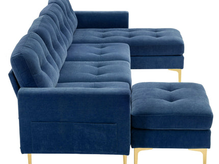 Modern L - Shape Convertible Sectional Sofa With Movable Ottoman