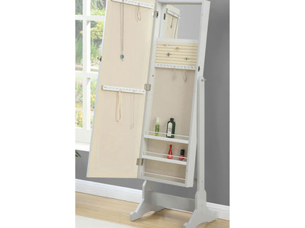 Rosalba - Jewelry Cheval Mirror With Tilting Full Length Mirror And Hidden Storage - Light Gray